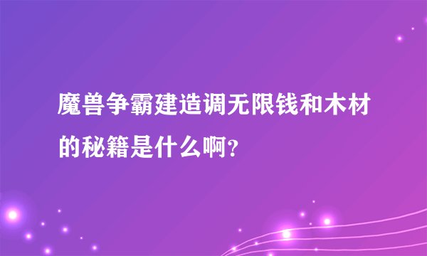魔兽争霸建造调无限钱和木材的秘籍是什么啊？