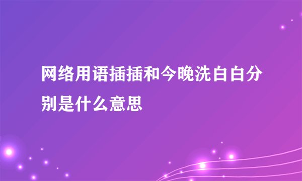 网络用语插插和今晚洗白白分别是什么意思