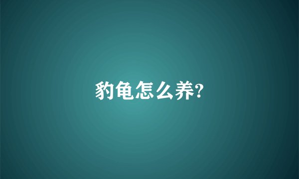 豹龟怎么养?