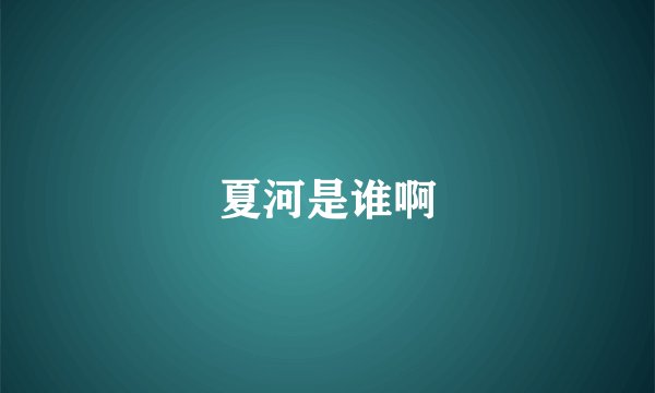 夏河是谁啊