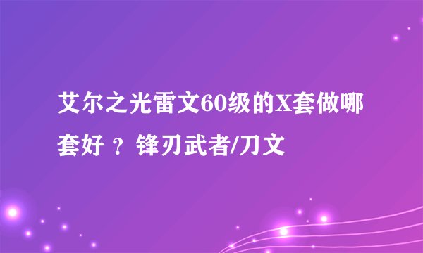 艾尔之光雷文60级的X套做哪套好 ？锋刃武者/刀文