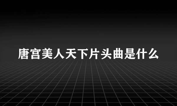 唐宫美人天下片头曲是什么