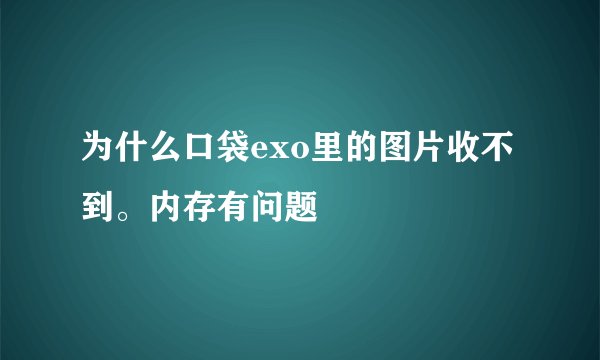 为什么口袋exo里的图片收不到。内存有问题