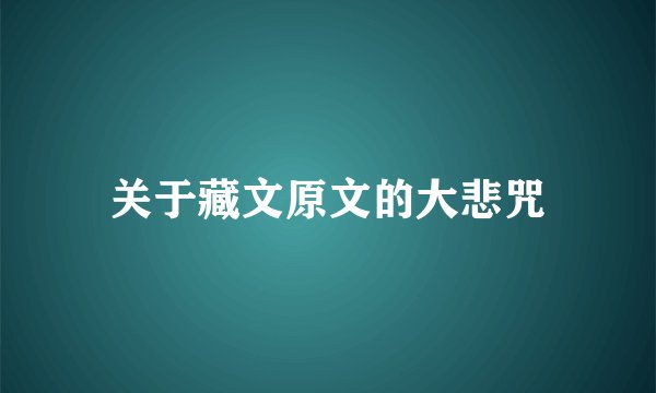 关于藏文原文的大悲咒