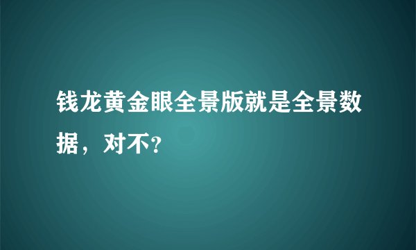 钱龙黄金眼全景版就是全景数据，对不？