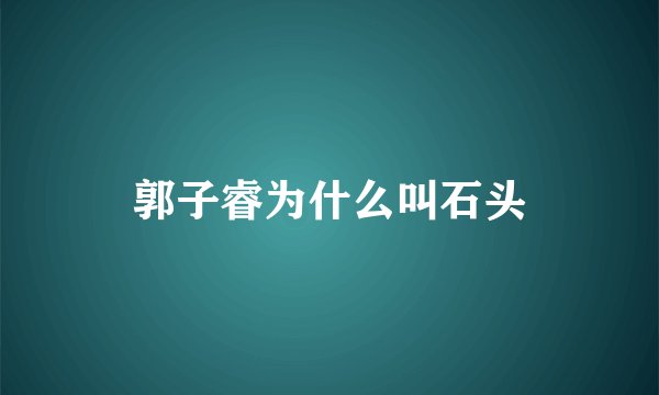郭子睿为什么叫石头