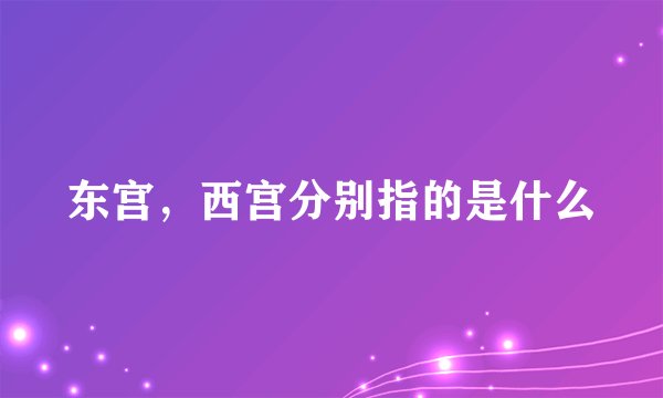 东宫，西宫分别指的是什么