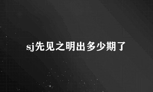sj先见之明出多少期了