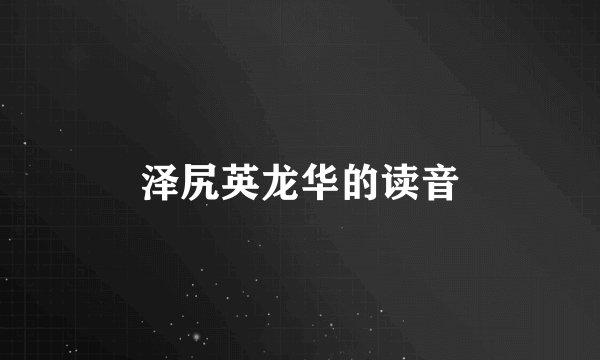 泽尻英龙华的读音