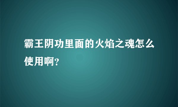 霸王阴功里面的火焰之魂怎么使用啊？