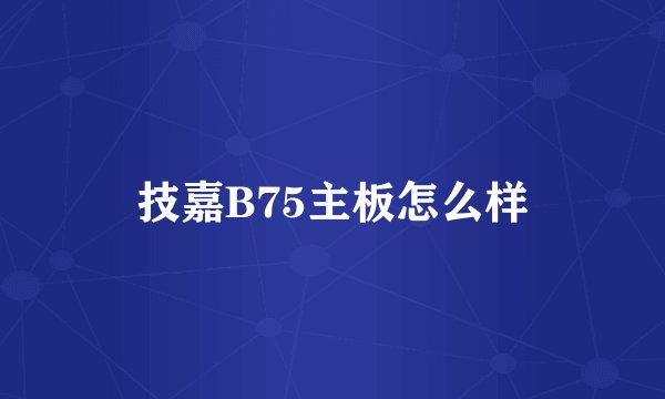 技嘉B75主板怎么样