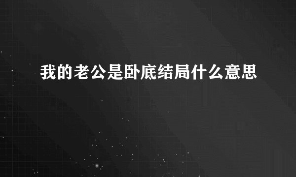 我的老公是卧底结局什么意思