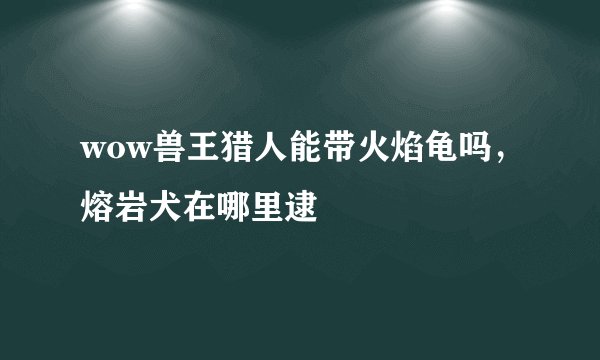wow兽王猎人能带火焰龟吗，熔岩犬在哪里逮
