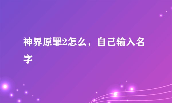 神界原罪2怎么，自己输入名字