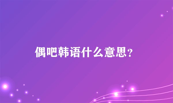 偶吧韩语什么意思？