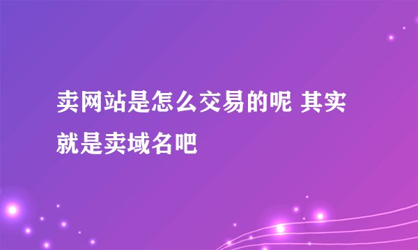 卖网站是怎么交易的呢 其实就是卖域名吧