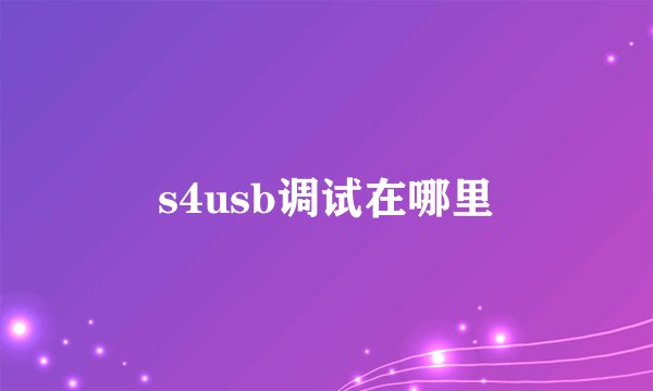 s4usb调试在哪里
