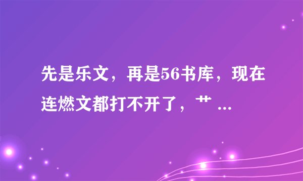 先是乐文，再是56书库，现在连燃文都打不开了，艹 艹 艹 ，究竟要闹咋样？谁有解决办法没？