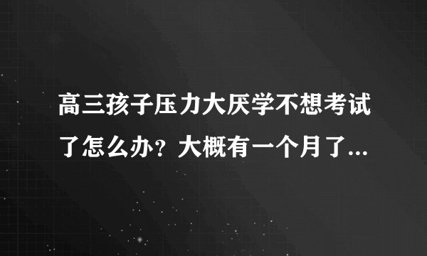 高三孩子压力大厌学不想考试了怎么办？大概有一个月了，情绪低落，告诉我们不想高考了，