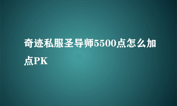 奇迹私服圣导师5500点怎么加点PK
