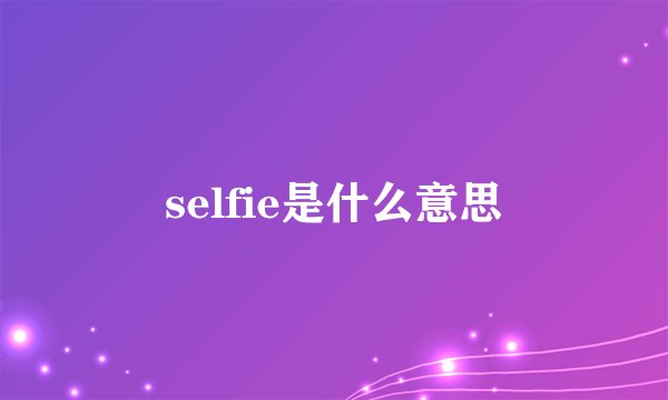 selfie是什么意思