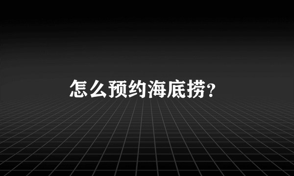 怎么预约海底捞？