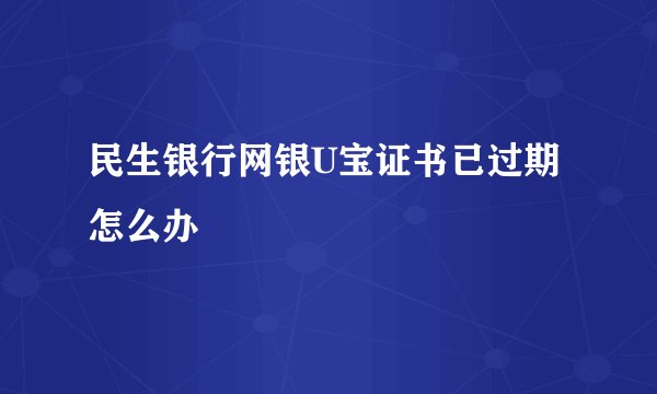 民生银行网银U宝证书已过期怎么办