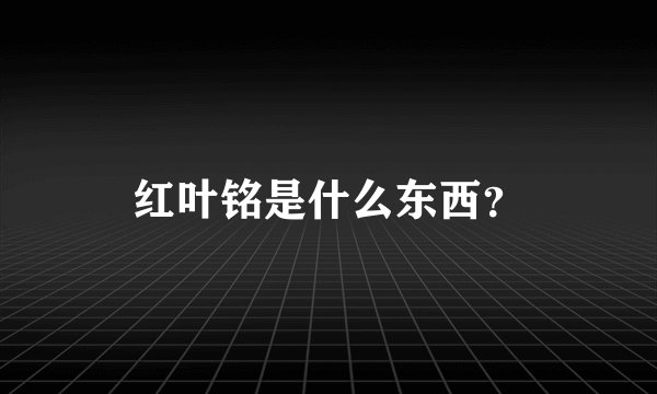 红叶铭是什么东西？