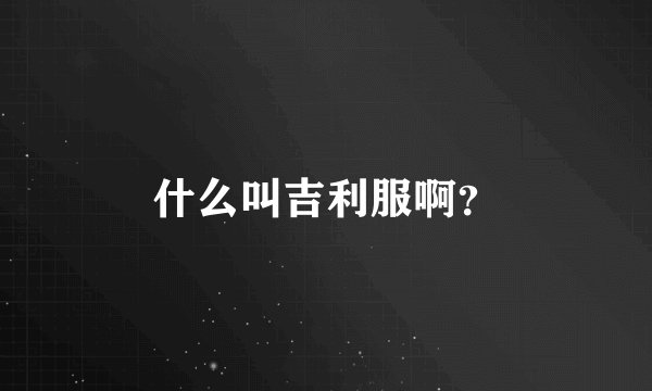 什么叫吉利服啊？