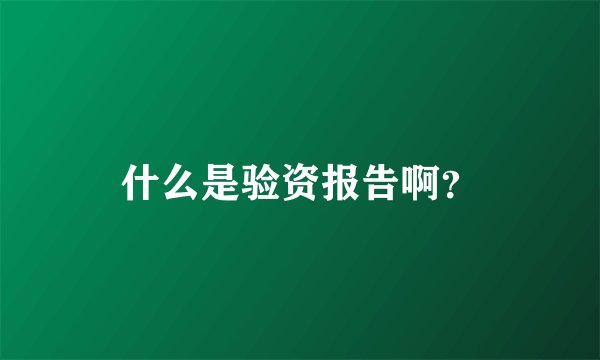 什么是验资报告啊？