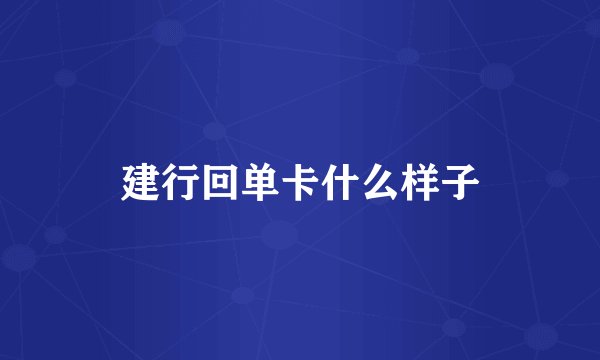 建行回单卡什么样子