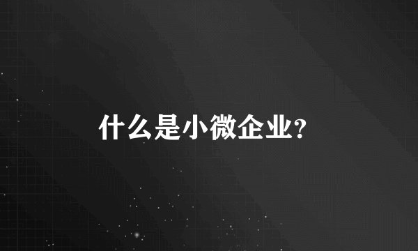 什么是小微企业？