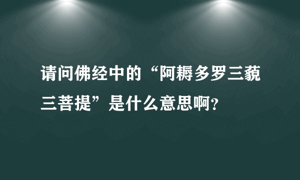 请问佛经中的“阿耨多罗三藐三菩提”是什么意思啊？