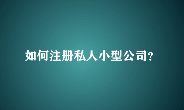 如何注册私人小型公司？