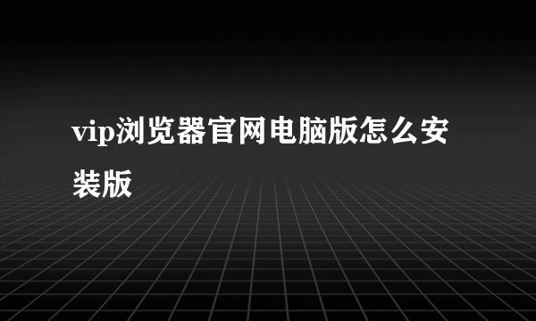 vip浏览器官网电脑版怎么安装版