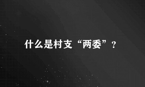 什么是村支“两委”？