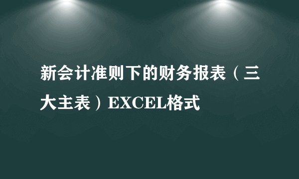 新会计准则下的财务报表（三大主表）EXCEL格式