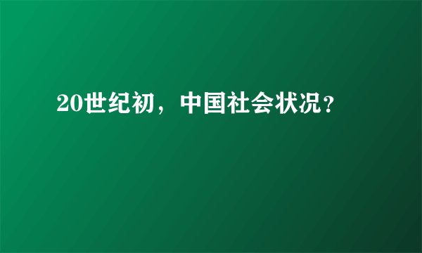 20世纪初，中国社会状况？
