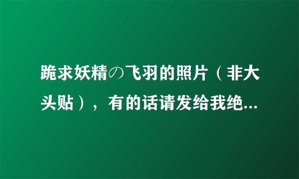 跪求妖精の飞羽的照片（非大头贴），有的话请发给我绝不外传，因为关注他的时间不长很多图都没有。