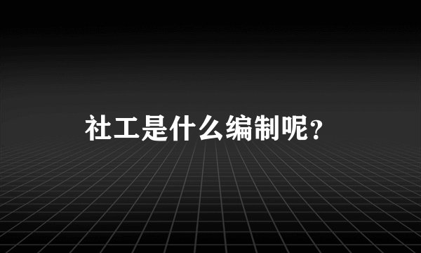 社工是什么编制呢？