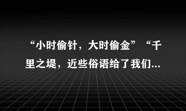 “小时偷针，大时偷金”“千里之堤，近些俗语给了我们什么启示？
