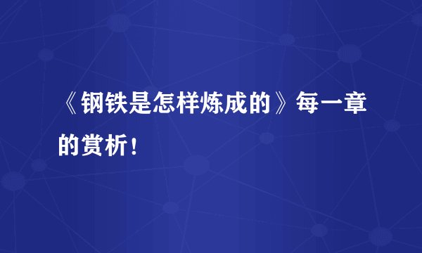 《钢铁是怎样炼成的》每一章的赏析！