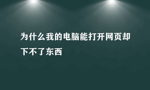 为什么我的电脑能打开网页却下不了东西