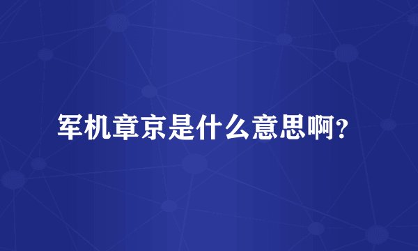 军机章京是什么意思啊？