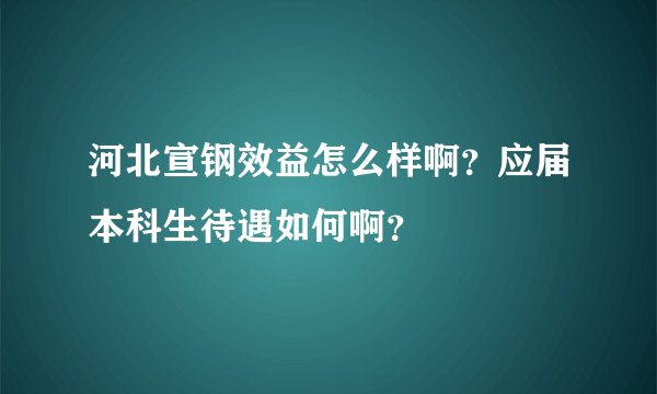 河北宣钢效益怎么样啊？应届本科生待遇如何啊？