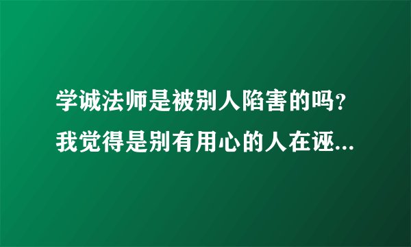 学诚法师是被别人陷害的吗？我觉得是别有用心的人在诬陷和打击佛教大德。会不会是学诚法师触犯了别人利益