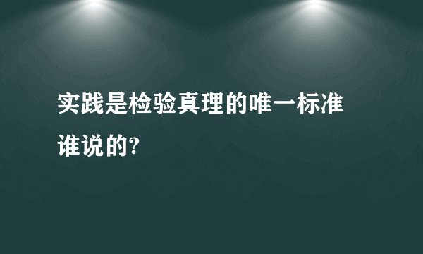 实践是检验真理的唯一标准 谁说的?