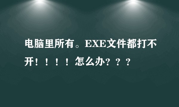 电脑里所有。EXE文件都打不开！！！！怎么办？？？