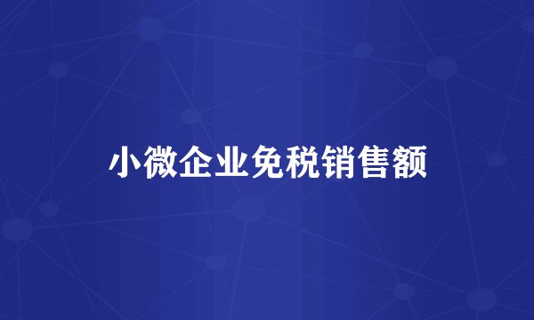 小微企业免税销售额