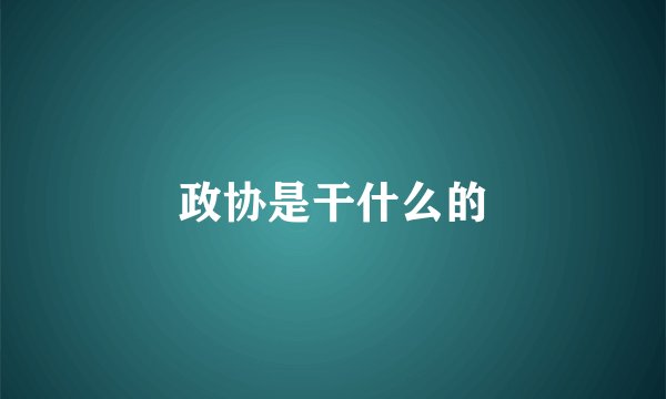 政协是干什么的